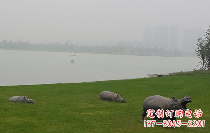 大同铜雕河马公园动物雕塑