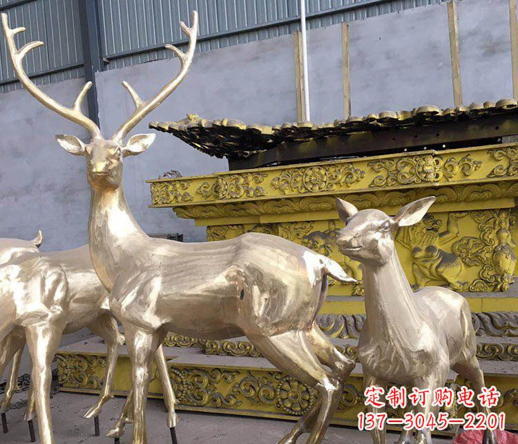 大同铜雕户外动物小鹿雕塑