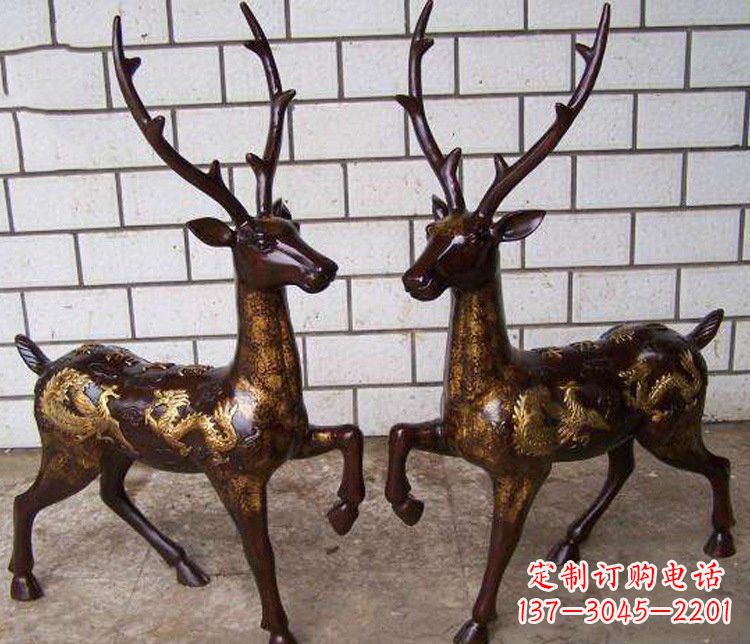 大同铜雕吉祥复古梅花鹿雕塑摆件