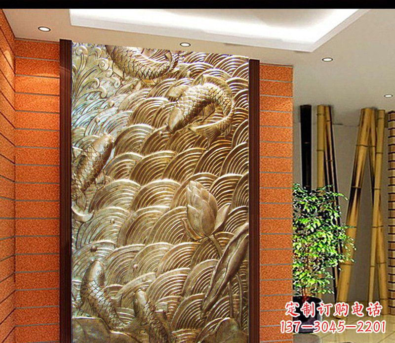 大同铜雕酒店锻造鲤鱼壁画景观摆件