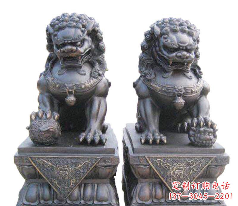 大同铜雕酒店镇宅招财狮子摆件 (2)