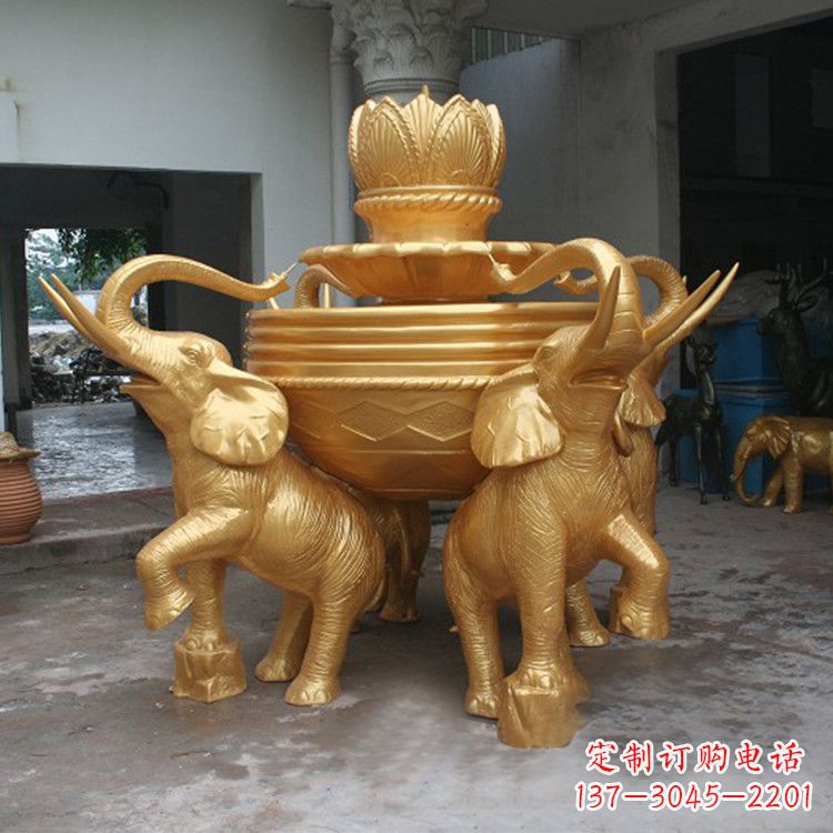 大同铜雕喷水大象雕塑