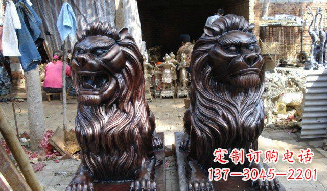 大同铜雕狮子公司门口雕塑 (2)