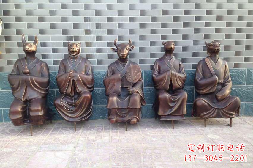 大同铜雕兽首人身十二生肖雕塑