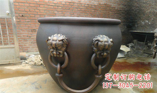 大同铜雕水缸寺庙景观雕塑_2