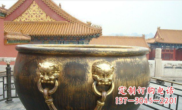 大同铜雕水缸寺庙景观雕塑 (2)