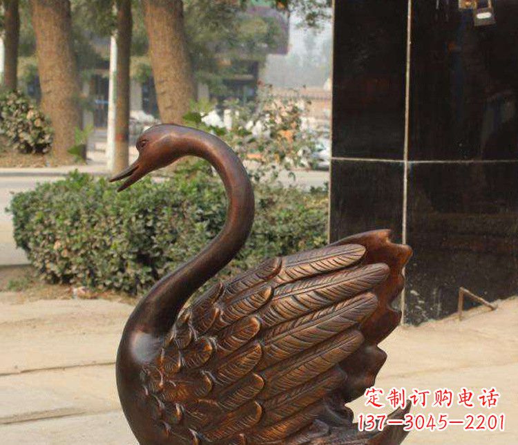 大同铜雕水景天鹅动物雕塑