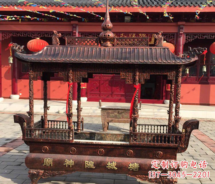 大同铜雕寺庙佛光普照香炉雕塑摆件