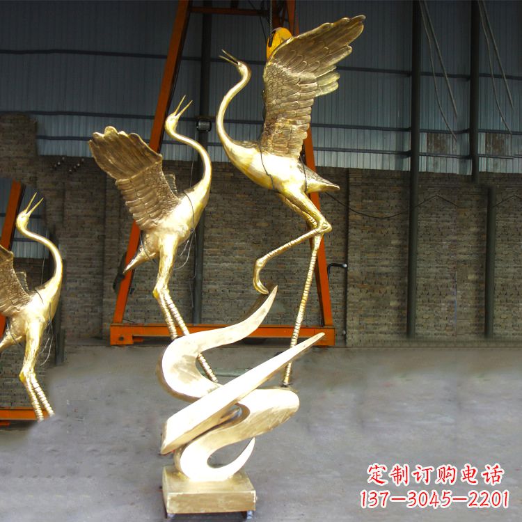 大同铜雕仙鹤景观雕塑