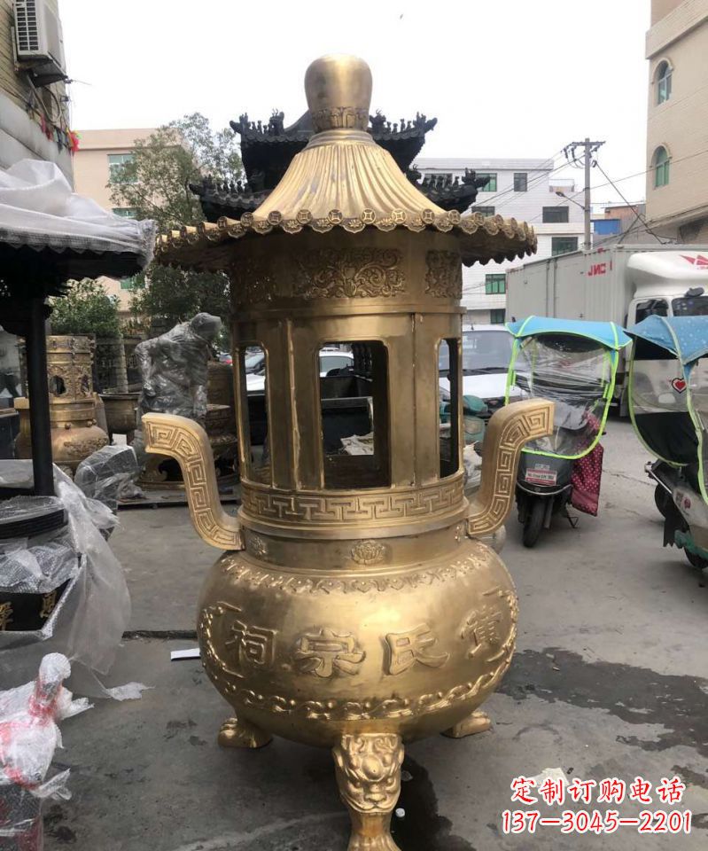 大同铜雕香炉摆件户外雕塑