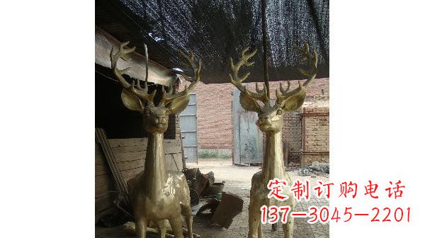 大同铜雕小鹿公园动物雕塑 (2)