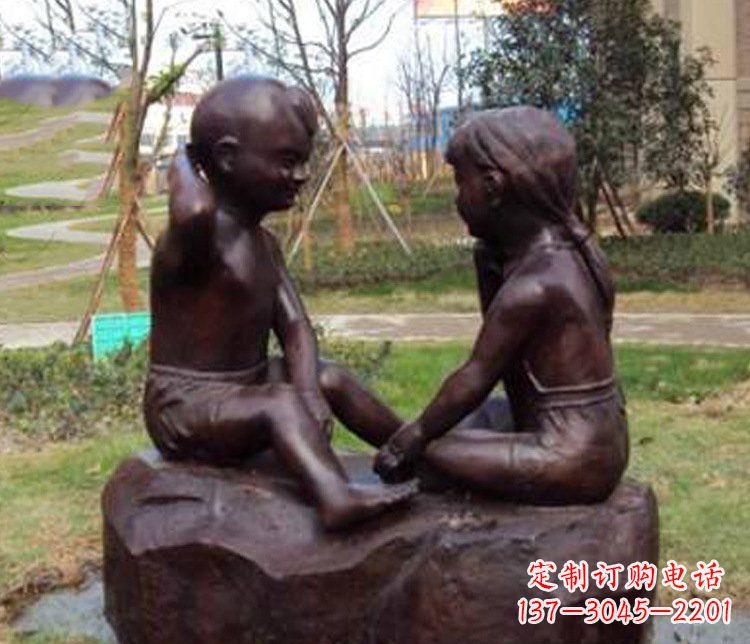 大同铜雕小区玩游戏儿童雕塑