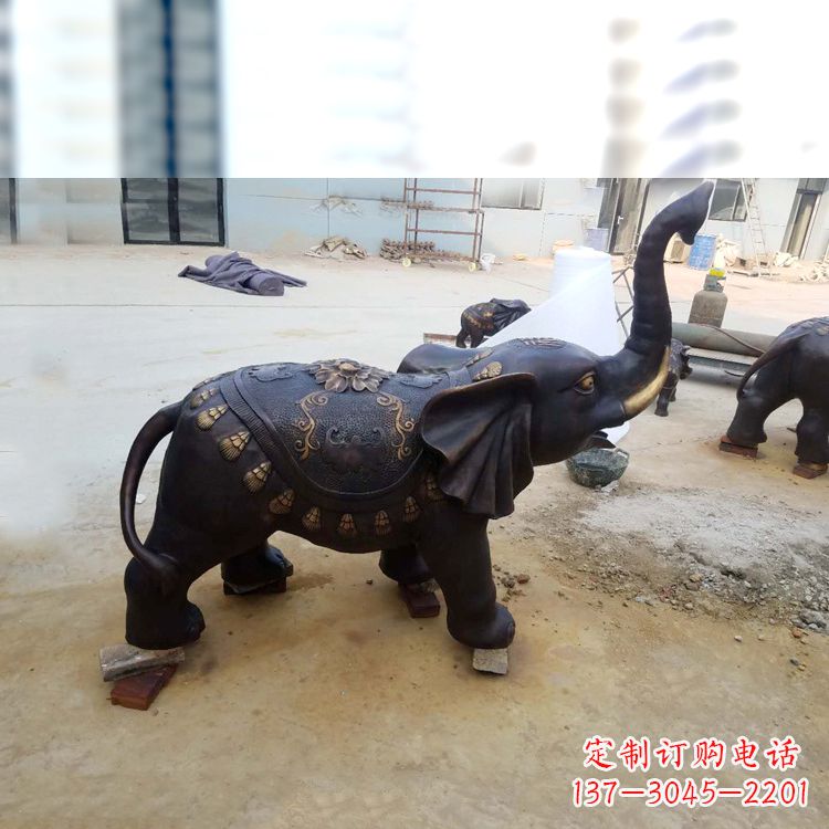 大同铜雕小象雕塑摆件