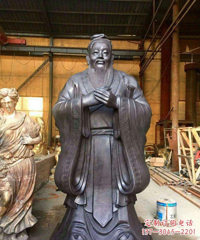 大同铜雕校园孔子人像雕塑