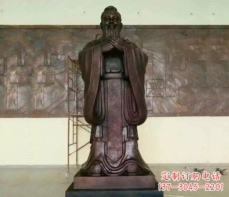 大同铜雕校园孔子文化雕塑摆件 (2)