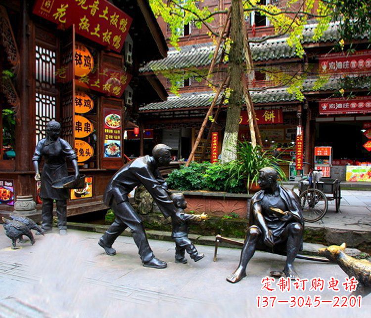 大同铜雕学走路儿童街道人物雕塑