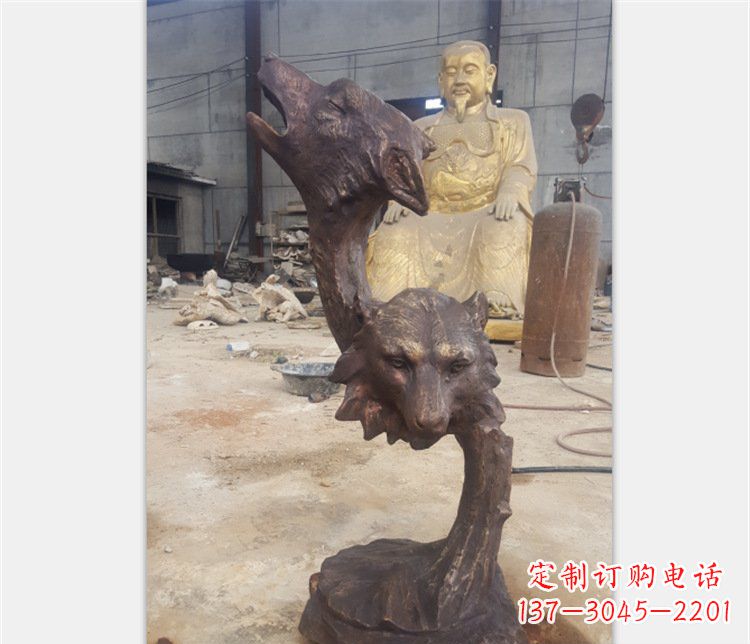 大同铜雕园林金钱豹动物雕塑