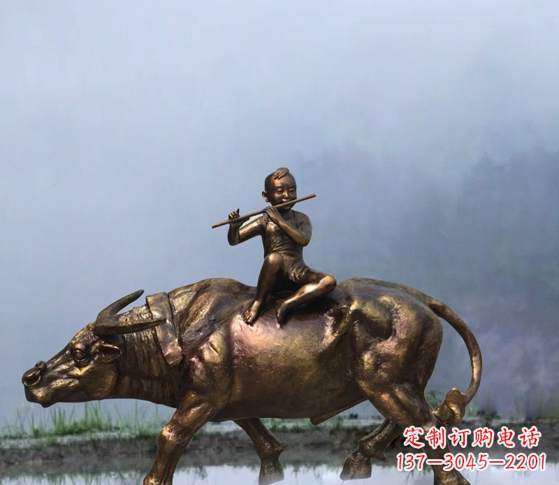 大同铜雕园林牧童骑牛