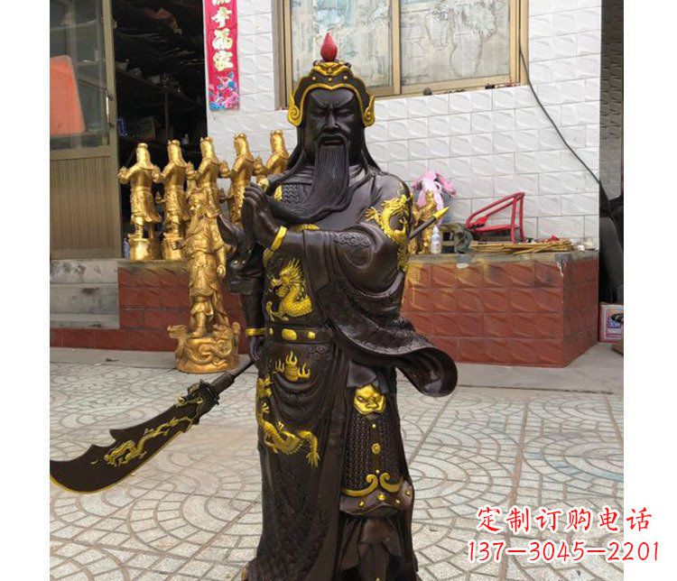 大同铜雕镇宅关公寺庙神像雕塑摆件 (2)