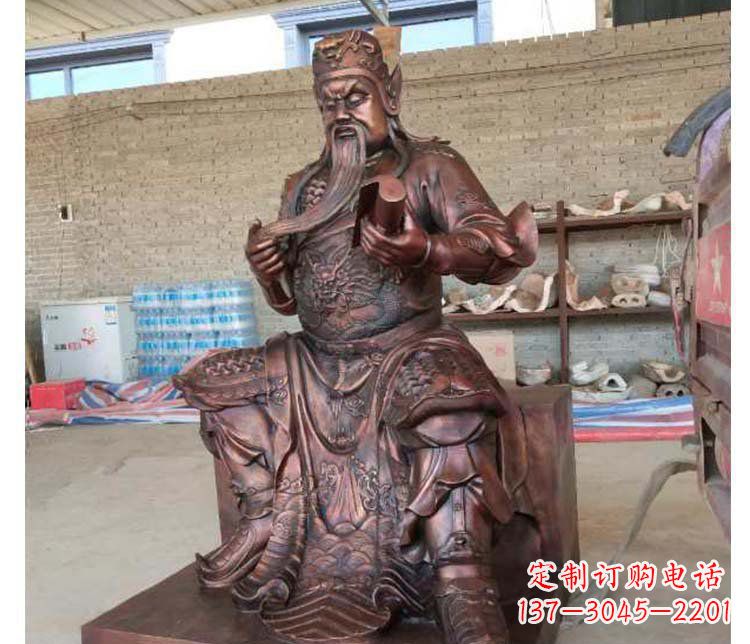 大同铜雕镇宅关公寺庙神像雕塑摆件 (3)