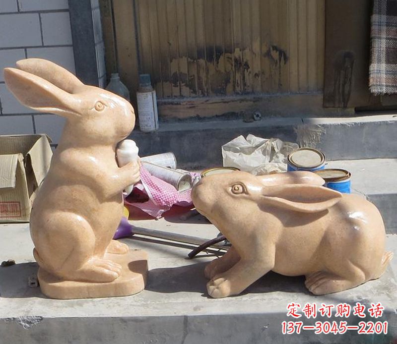大同兔子石雕公园动物摆件