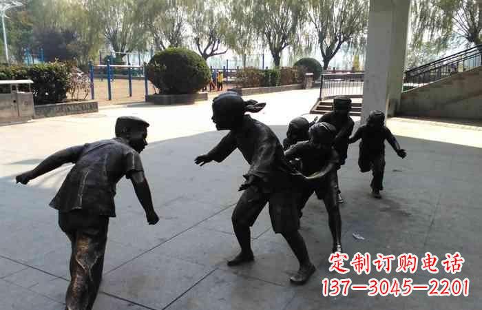 大同玩老鹰捉小鸡的儿童铜雕222