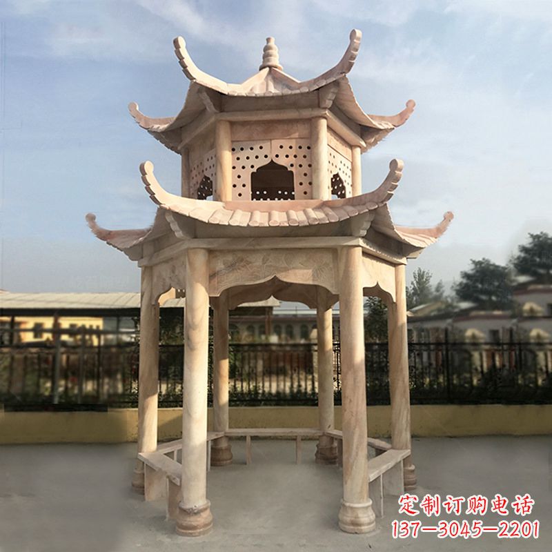 大同晚霞红大理石凉亭雕塑