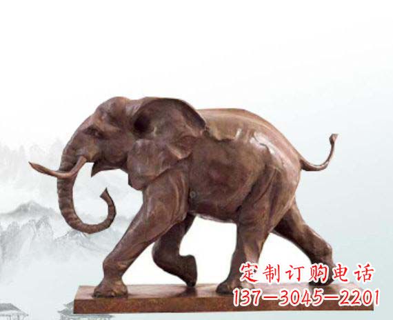大同晚霞红大象公园动物石雕