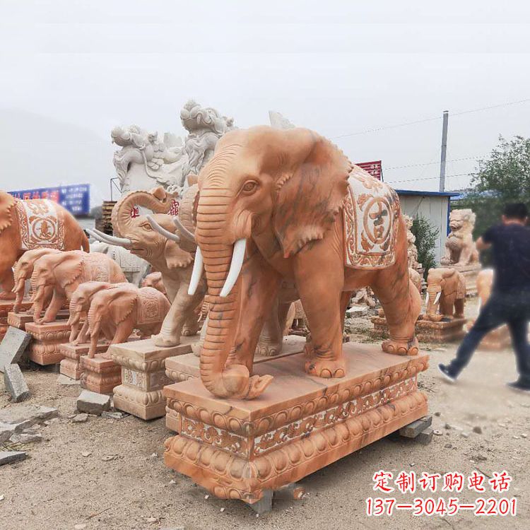 大同晚霞红大象石雕
