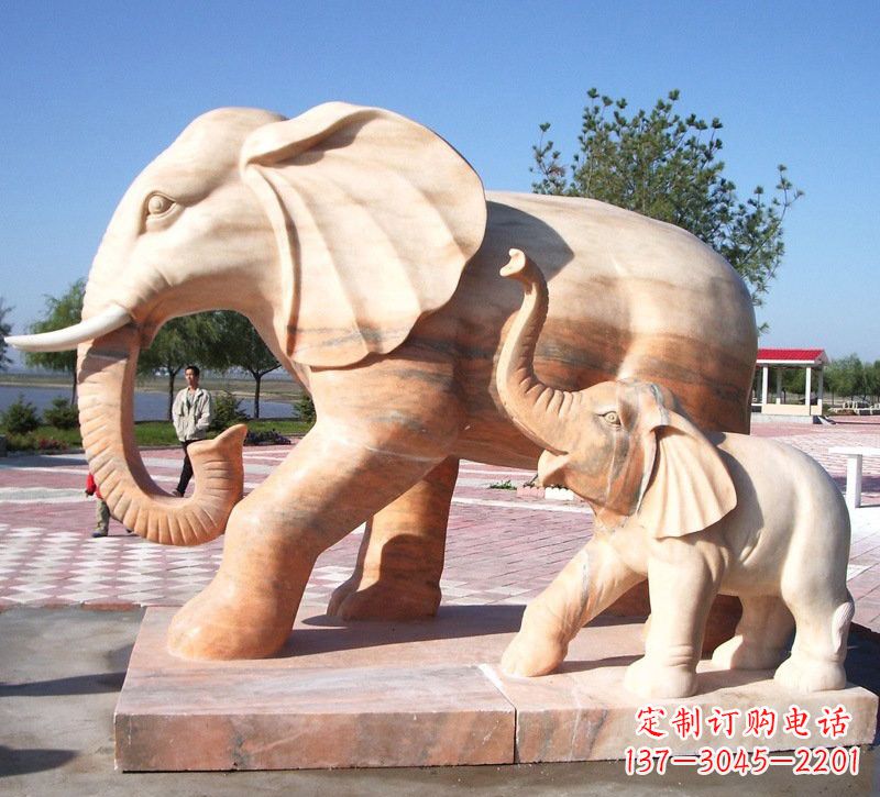 大同晚霞红大象石雕 (2)