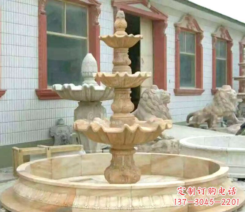 大同晚霞红大型喷泉石雕 (3)