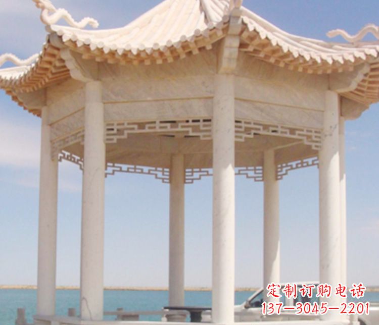 大同晚霞红单层凉亭石雕