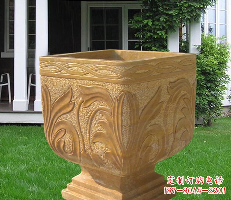大同晚霞红雕刻景观花盆雕塑