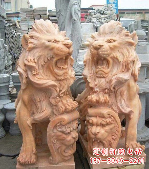 大同晚霞红盾牌欧式狮子