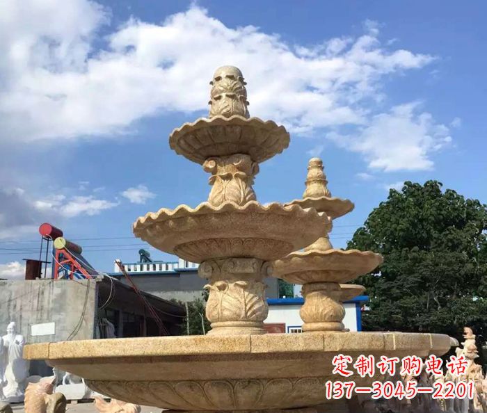 大同晚霞红多层喷泉石雕