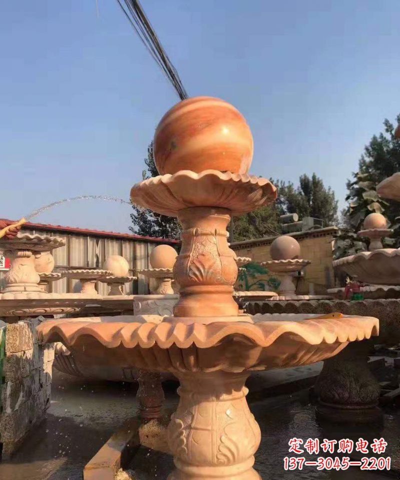 大同晚霞红风水球雕塑别墅庭院景观雕塑