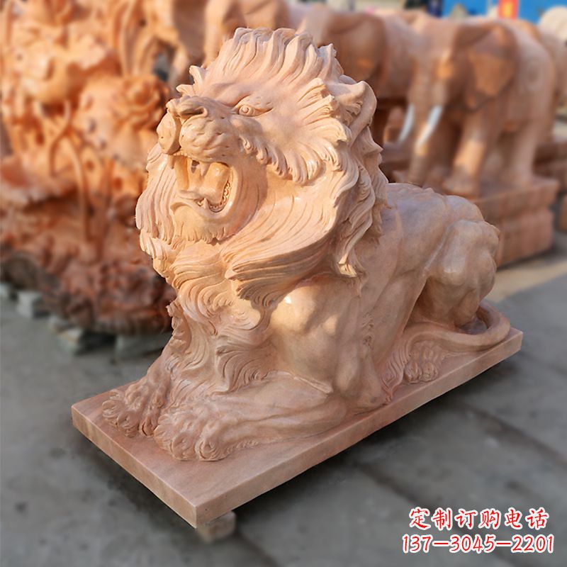 大同晚霞红港币狮子雕塑