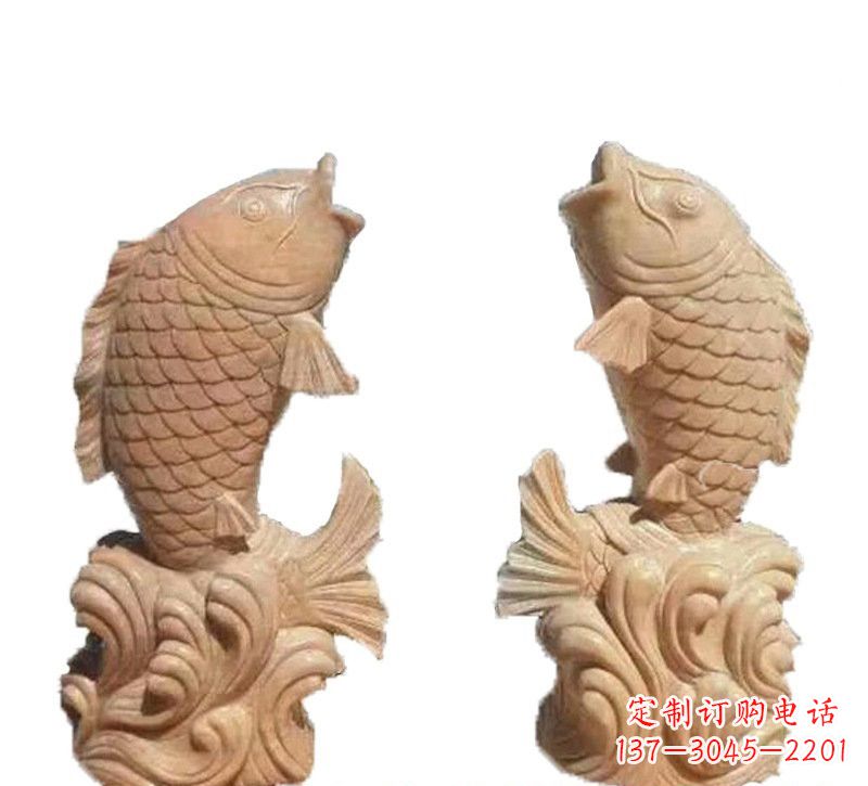 大同晚霞红公园喷水鲤鱼石雕