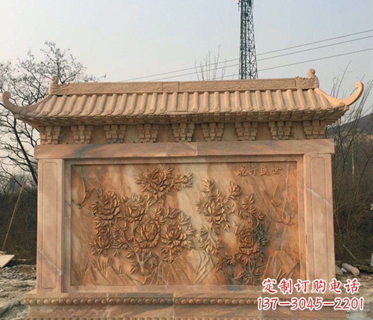 大同晚霞红公园影壁雕塑