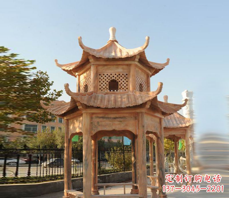 大同晚霞红景区休息凉亭