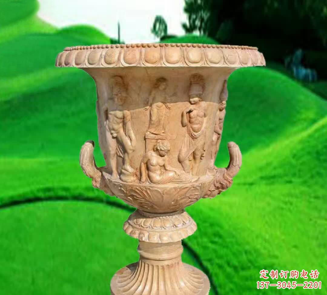 大同晚霞红欧式花盆石雕
