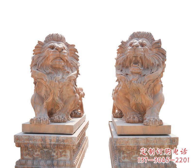 大同晚霞红欧式狮子雕塑