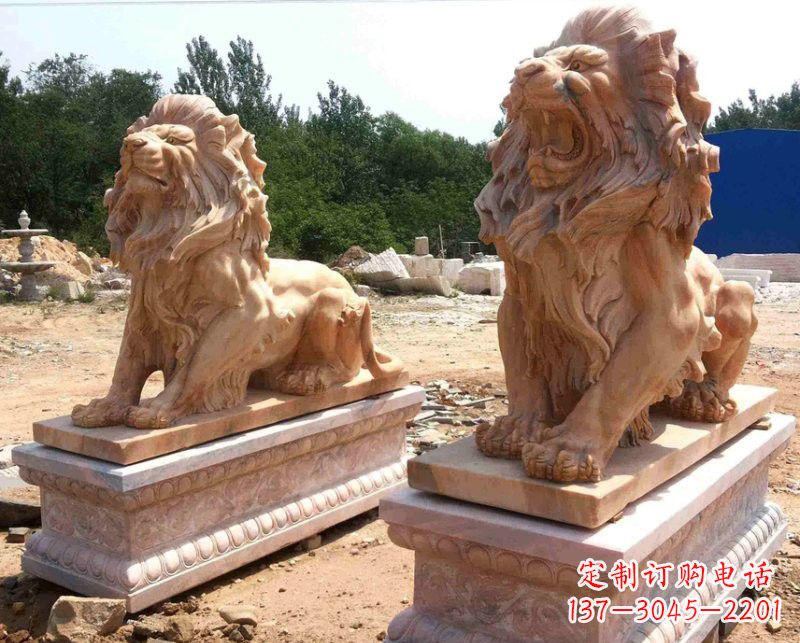 大同晚霞红欧式狮子雕塑222