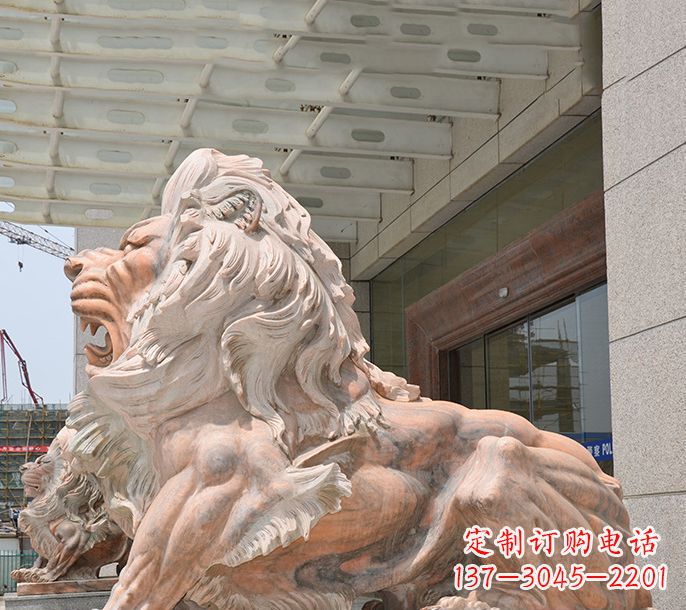 大同晚霞红欧式狮子石雕 (3)