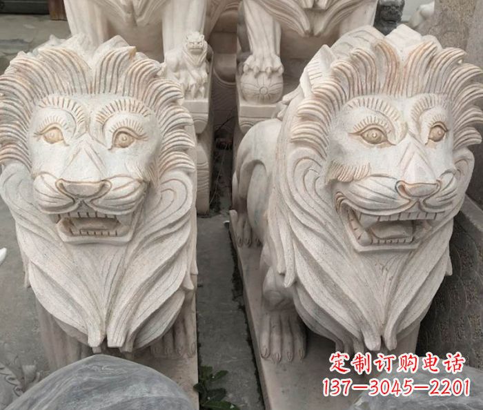 大同晚霞红欧式狮子石雕 (2)