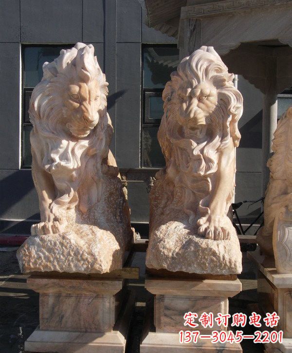 大同晚霞红欧式狮子石雕