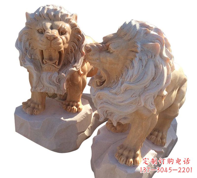 大同晚霞红欧式西洋狮子雕塑