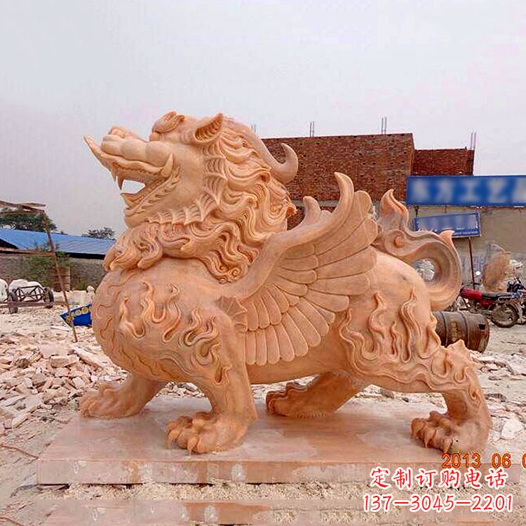 大同晚霞红貔貅雕塑
