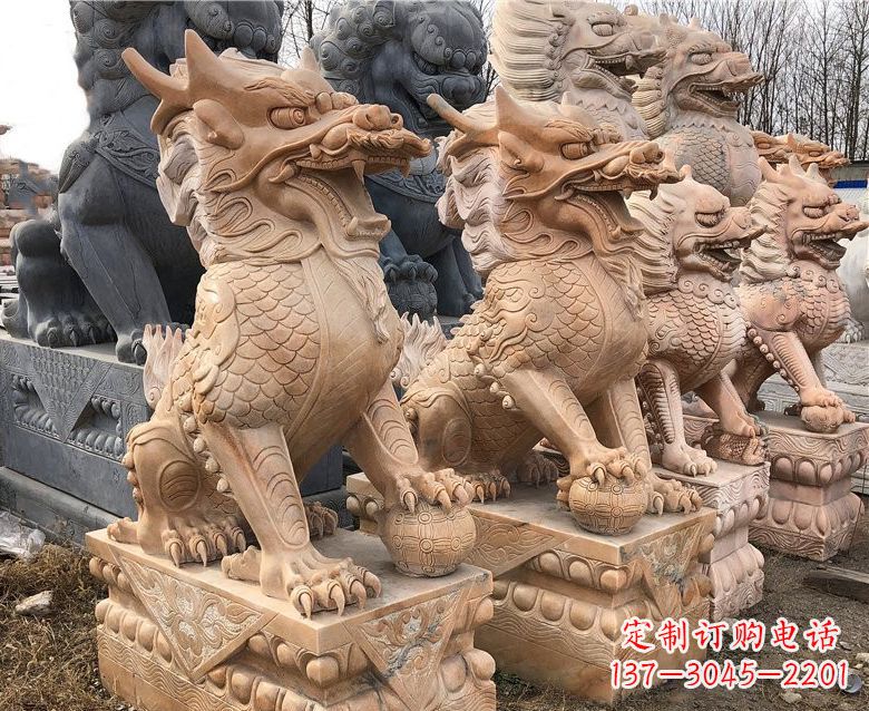大同晚霞红麒麟石雕 (2)