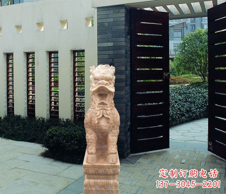 大同晚霞红瑞兽麒麟雕塑